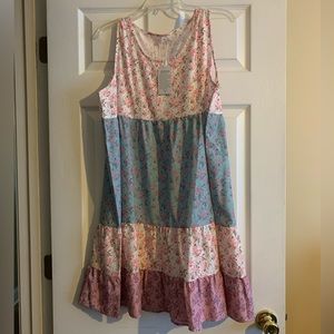 Pinks and blue peasant  dress